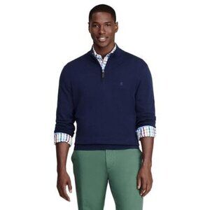 Mens IZOD Long Sleeve Classic Collared Quarter Zip Sweater Size XL Blue NEW